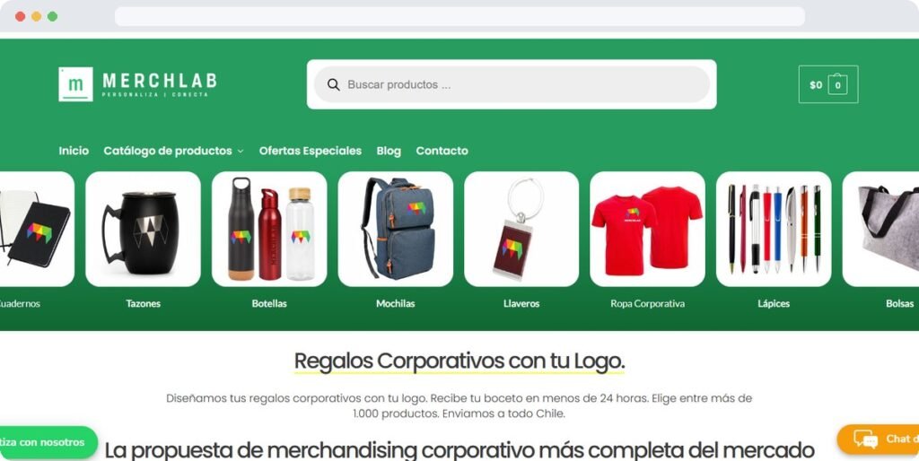 Tienda online de regalos corporativos MerchLab desarrollada por Valontano